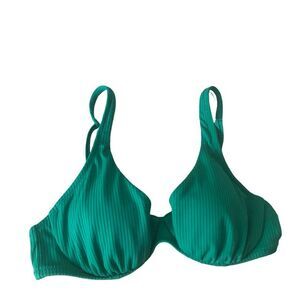 Shade & Shore Plunge Front Bikini Top Women's 32B Ribbed Underwired